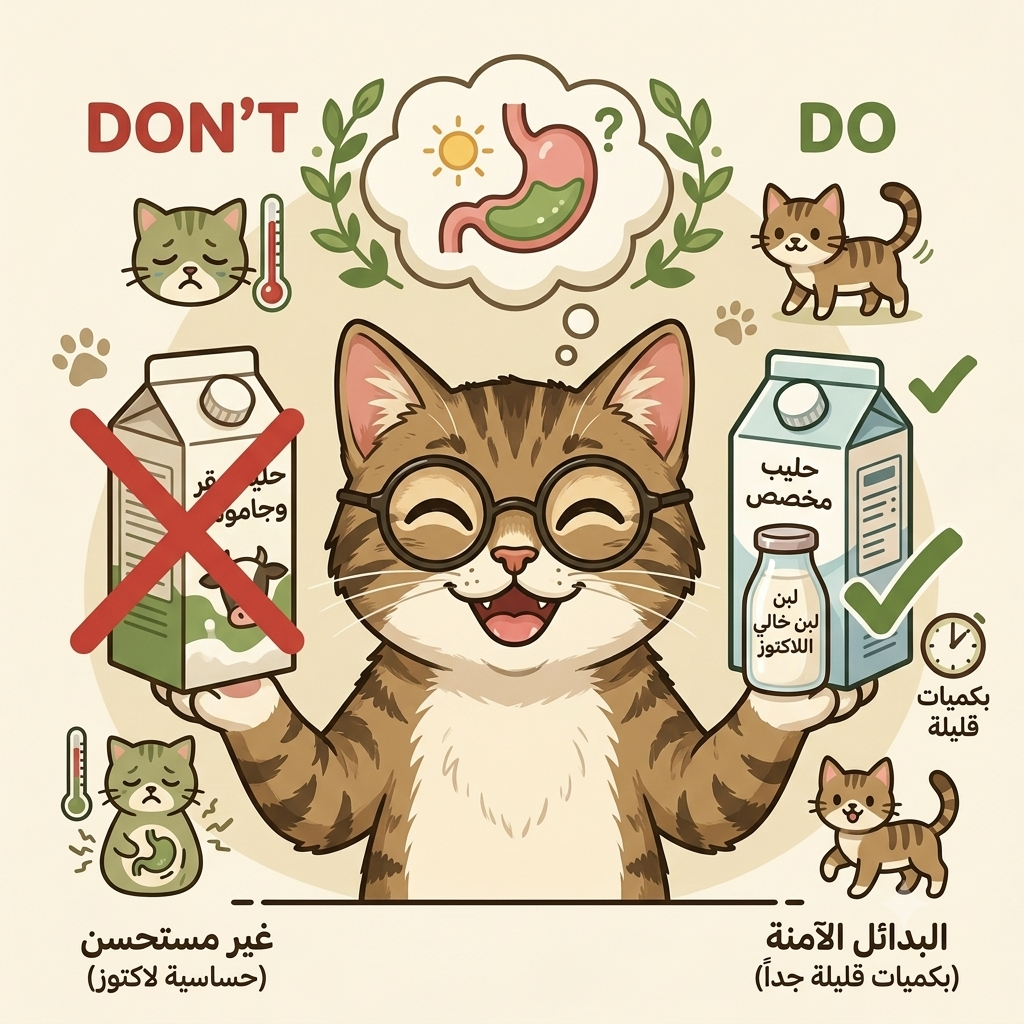 هل شرب اللبن مضر للقطط